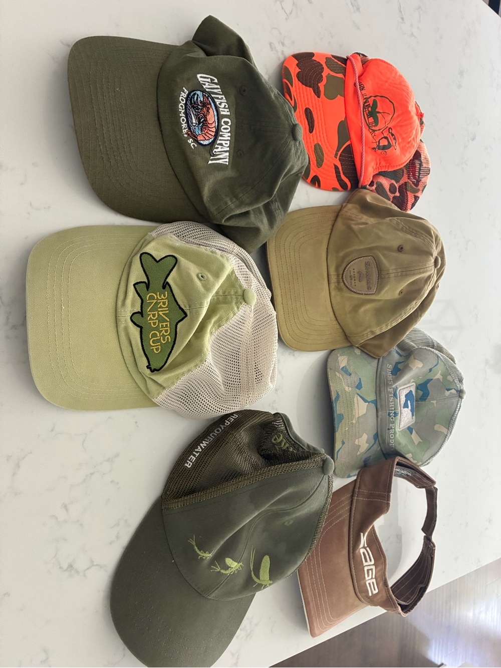 Assorted Men's Caps Collection - Olive & Tan Styles. Fly fishing, vintage hats b